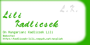 lili kadlicsek business card